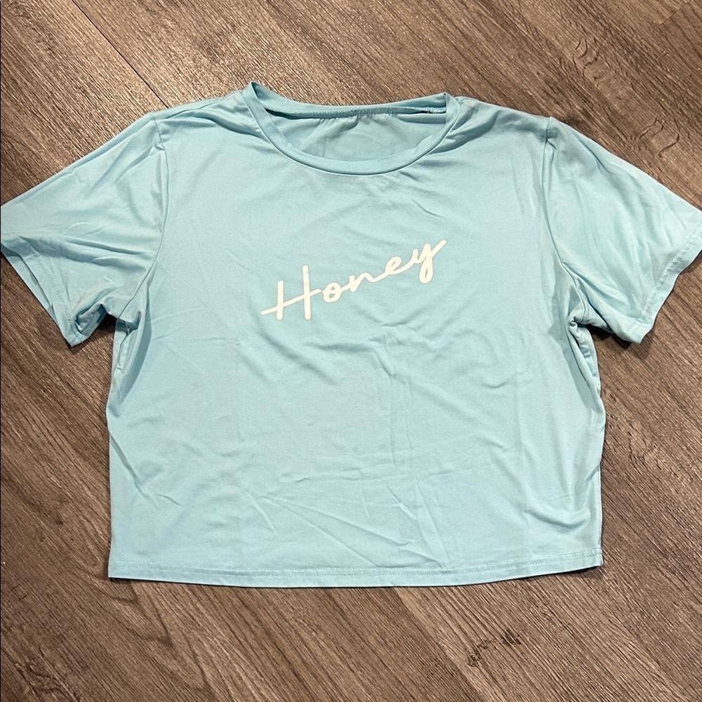 SHEIN Honey Graphic Crop Tee Cute Baby Tee Soft Girl Aesthetic Top